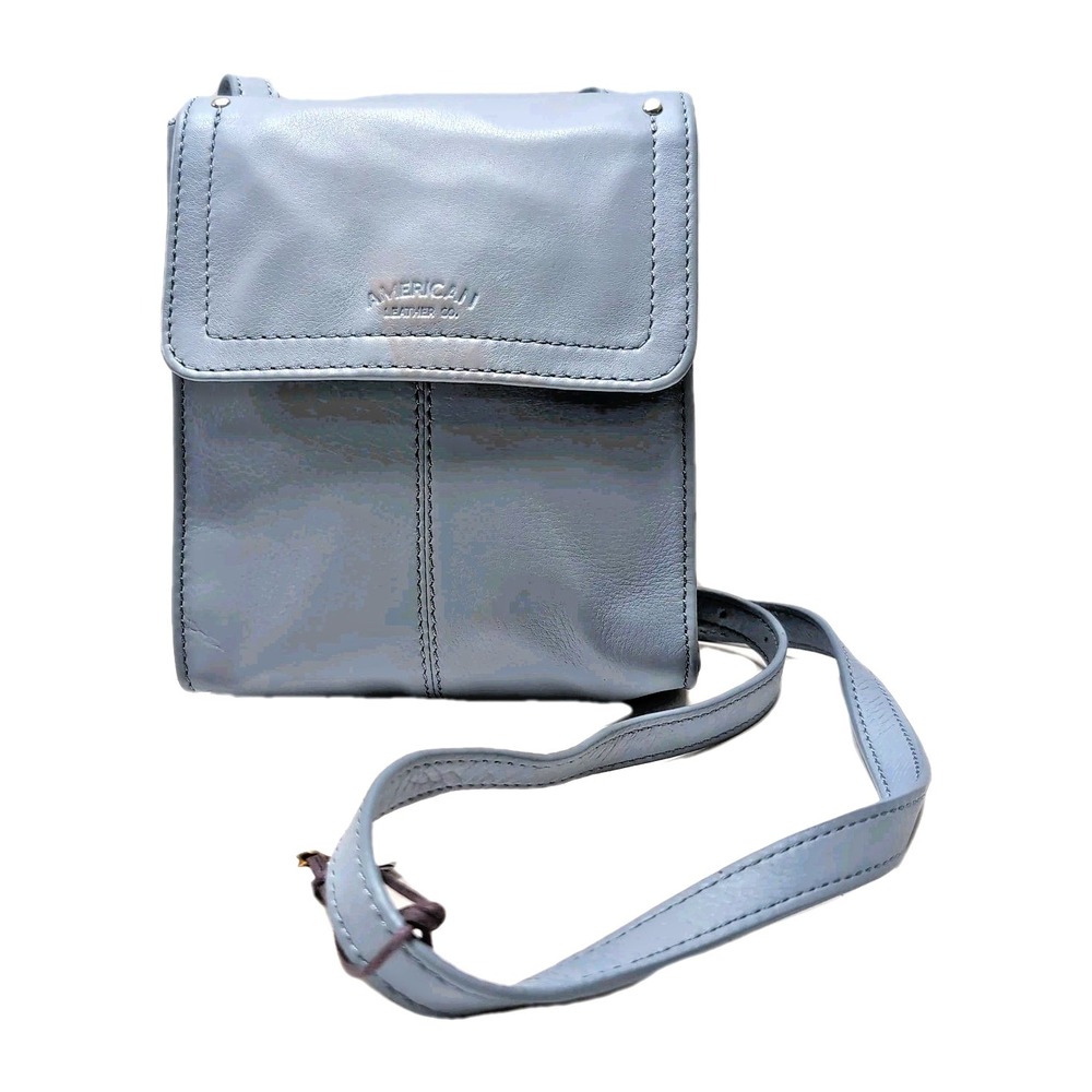 NEW American Leather Co. Kansas Crossbody Bag Purse Pool Blue Leather NWT $95